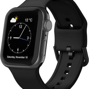 Apple Watch Band 49mm 46mm 45mm 44mm 42mm Silicone Strap Black Classic Clasp